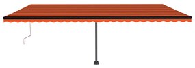 Toldo autom. LED e sensor de vento 600x350 cm laranja /castanho