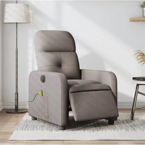 vidaXL Poltrona reclinável massagens elétrica tecido cinza-acastanhado