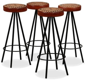 vidaXL Bancos de bar 4 pcs couro genuíno