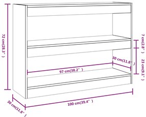 Estante/divisória 100x30x72 cm branco brilhante