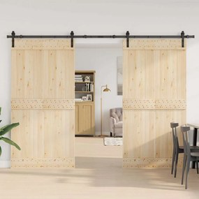 Kit de ferragens para porta deslizante 305 cm aço preto