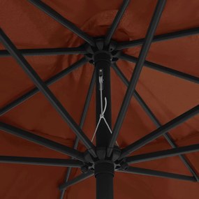 Guarda-sol de jardim com poste de metal 390 cm terracota