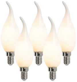 Conjunto de 5 Lâmpadas LED Filamento Velas E14 Dimerizáveis F35 Fosco 3W