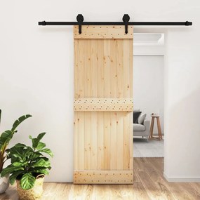 VidaXL Porta de correr com ferragens 80x210 cm madeira de pinho maciça