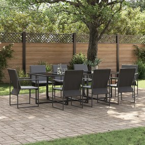 Conjunto de Jantar para Jardim com 12 Peças e Almofadas em Aço e Textilene