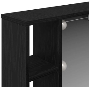 Armário Espelho LED vidaXL - Carvalho Preto - 76x15x55 cm - Feito de M