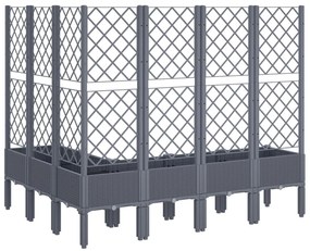 Vaso/floreira de jardim c/ treliça 160x120x142 cm PP cinzento azul