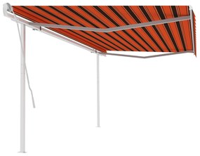 vidaXL Toldo retrátil manual com postes 5x3 m laranja e castanho