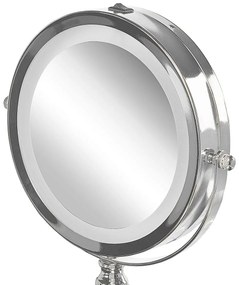 Espelho de maquilhagem prateado com LED ø 18 cm BAIXAS Beliani