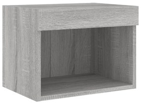 7 pcs conj. móveis de parede p/ TV c/ luzes LED cinzento sonoma