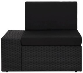10 pcs conjunto lounge de jardim c/ almofadões vime PE preto