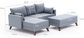 Sofá-Cama de Canto Bella – Azul – 205x85x140 cm