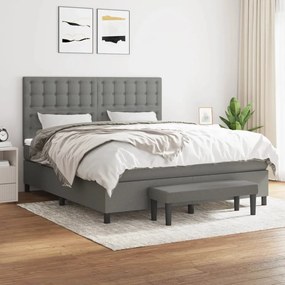 vidaXL Cama com molas/colchão 160x200 cm tecido cinzento-escuro