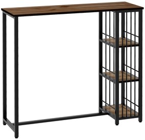 HOMCOM Mesa de Bar Mesa Alta de Cozinha Mange debout com Prateleiras 120x40x105 cm Pernas em Aço Preto | Aosom Portugal