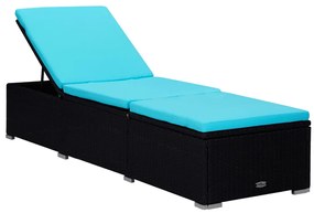 3 pcs espreguiçadeiras jardim c/ mesa de centro vime PE preto
