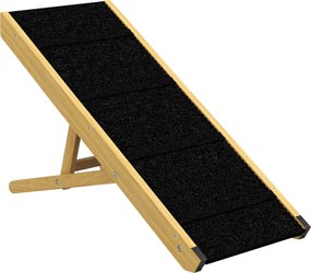 PawHut Rampa para Animais de Estimação de Madeira com Altura Ajustável em 4 Níveis para Cães Pequenos e Médios 83,5x35x47,5 cm Natural | Aosom Portugal