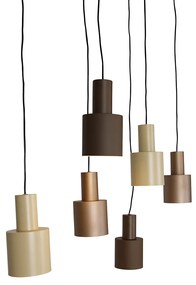 Candeeiro suspenso bronze com taupe e bege 6 luzes - Ans Moderno