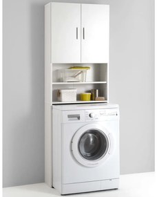 FMD Armário para máquina de lavar roupa c/ arrumação branco