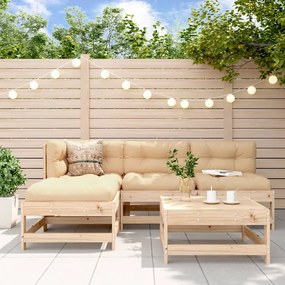 5 pcs conjunto lounge de jardim madeira de pinho maciça