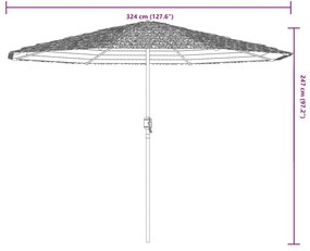 Guarda-sol de jardim com poste de aço 324x324x247 cm branco