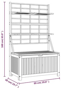 Caixa de arrumação c/ treliça 99x50x160cm madeira acácia maciça