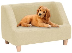 vidaXL Sofá para cães 60x37x39 cm linho cor creme