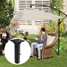 Base retangular para guarda-sol, suporte metálico enterrado para terraço ou piscina, 16,5 x 16,5 x 40 cm, cinzento escuro