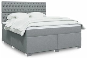 vidaXL Cama com molas/colchão 180x200 cm tecido cinzento-claro