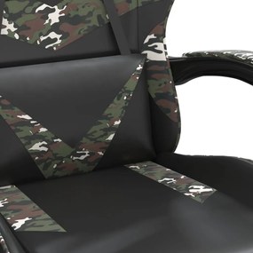 Cadeira gaming giratória couro artificial preto e camuflado