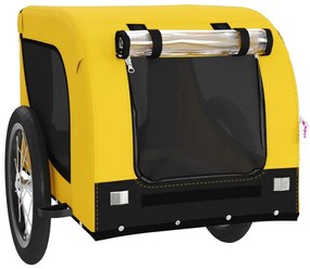 Reboque bicicleta p/ animais tecido oxford/ferro amarelo/preto