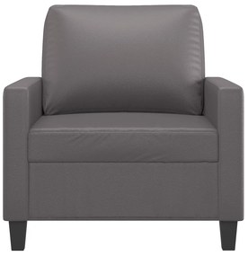 Poltrona 60 cm couro artificial cinzento