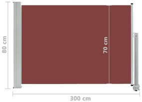 Toldo lateral retrátil para pátio 80x300 cm castanho