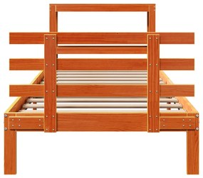 Estrutura cama c/ cabeceira 90x190 cm pinho maciço castanho-mel