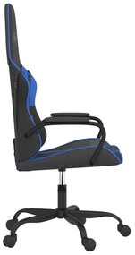 Cadeira gaming de massagens couro artificial preto e azul