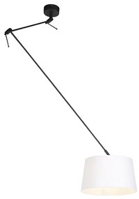 Candeeiro de suspensão preto com abajur de linho branco 35 cm - Blitz Country / Rústico