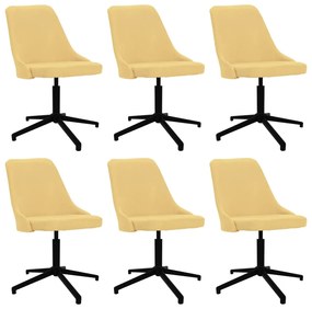 vidaXL Cadeiras de jantar giratórias 6 pcs tecido amarelo