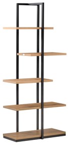 HOMCOM Estante Estilo Industrial de 5 Níveis Estante para Livros Metálica com Desenho Assimétrico 80x39x179,5cm Madeira e Preto | Aosom Portugal