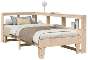 vidaXL Cama com estante sem colchão 90x200 cm pinho maciço