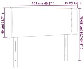 Cabeceira de cama c/ abas tecido 93x16x78/88 cm cinzento-claro