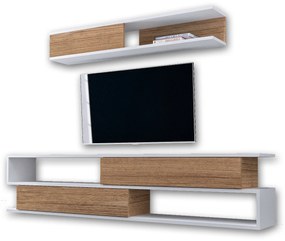 Móvel TV Sims – Branco e Teca – 176x39x31,5 cm