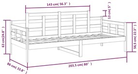 Sofá-cama 80x200 cm madeira de pinho maciça branco