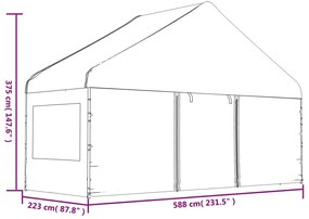 Gazebo com telhado 13,38x5,88x3,75 m polietileno branco