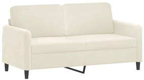 Sofá 2 lugares c/ almofadas decorativas 140 cm veludo creme
