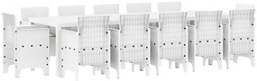 Conjunto de Jantar para Jardim 13 pcs Branco e Cinza Claro