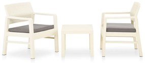 vidaXL 3 pcs conjunto lounge de jardim com almofadões plástico branco