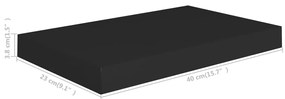 Prateleiras de parede suspensas 4 pcs 40x23x3,8cm MDF preto