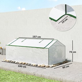 Mini Estufa de Jardim em Túnel, 180 x 90 x 70 cm, Cobertura Impermeável Anti-UV, Branco