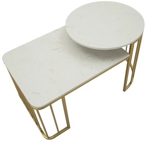 MESA DE CENTRO ANKARA 90X50X50 CM DOURADA E BRANCA