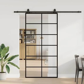 Porta deslizante c/ conj ferragens 102x205cm vidro ESG preto
