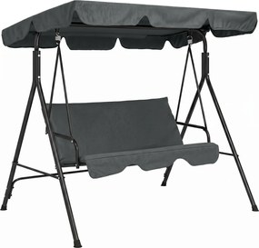 Outsunny Baloiço de Jardim de 3 Lugares com Almofada Toldo Ajustável e Estrutura de Aço para Balcão Terraço 172x110x153 cm Cinza | Aosom Portugal